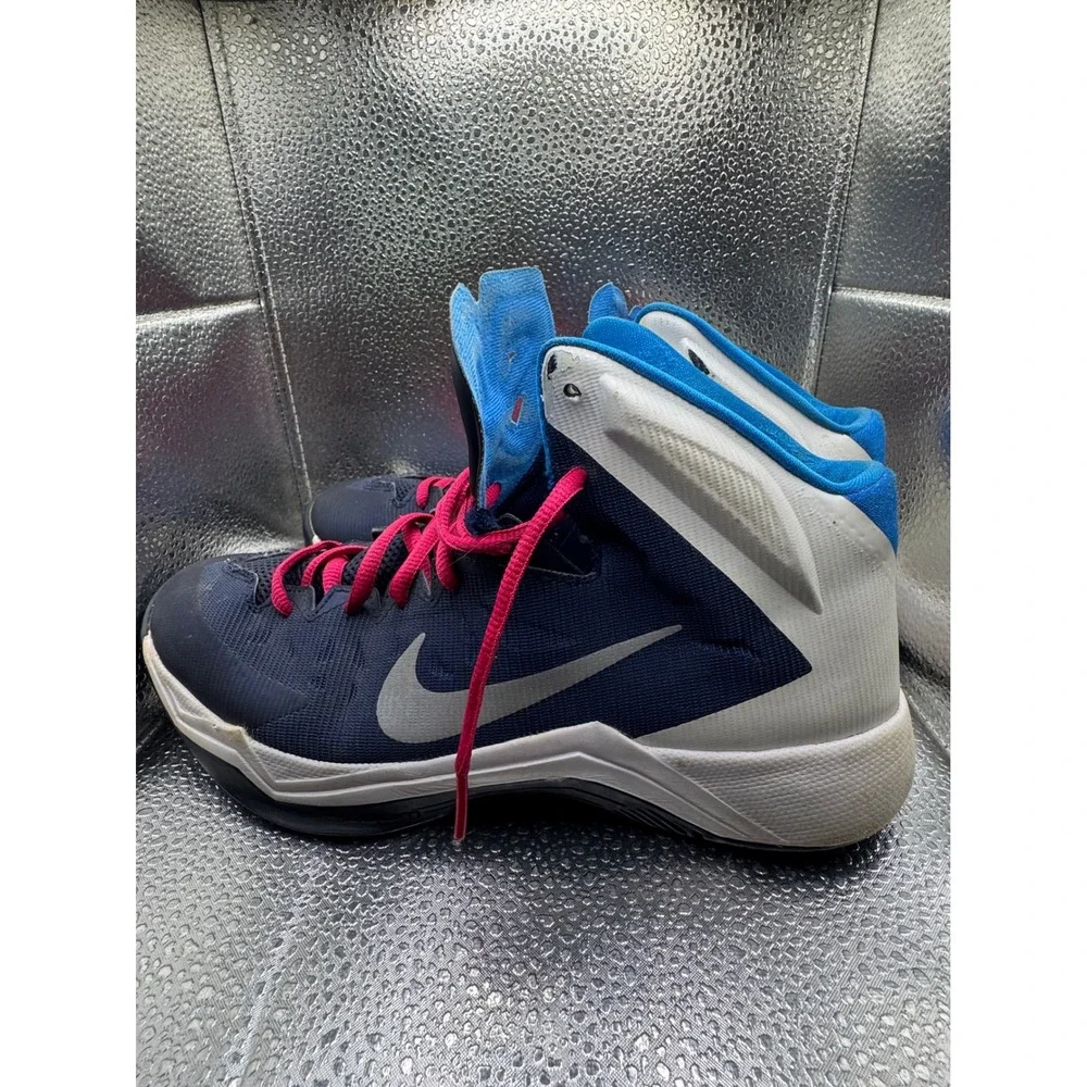 Nike Hyperquickness Navy Blue Pink Basketball Shoes 599515-401 Womens 9